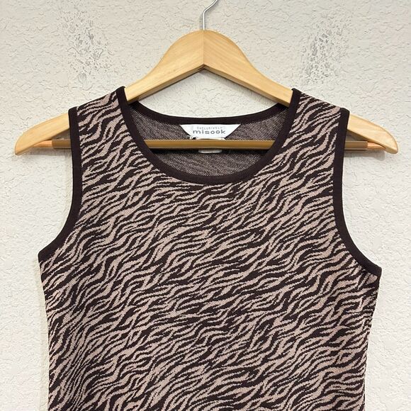 Exclusively MISOOK Brown Animal Print Sweater Tank Top Round Neck - Picture 2 of 7